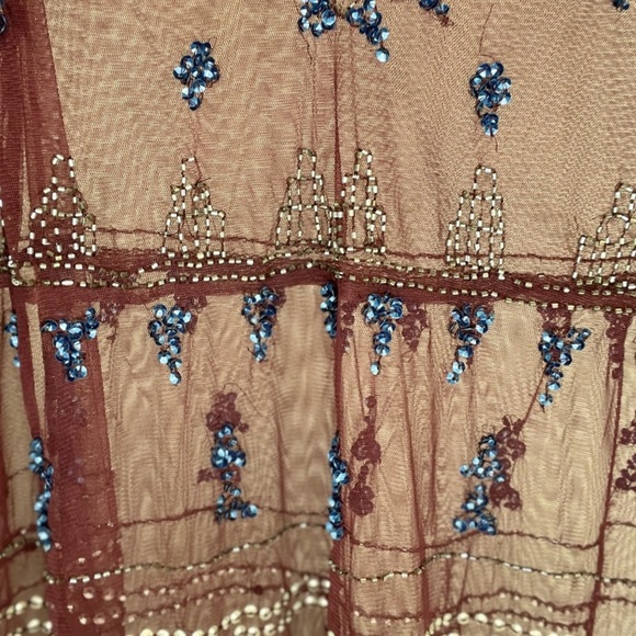 Free People Sheer Plum color sheet Verona Slip with sequins & beads size S! - Picture 5 of 5